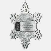 25 bruiloft Jubileum glanzend zilver en zwart Tin Sneeuwvlok Ornament (Rechts)
