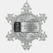 25 bruiloft Jubileum glanzend zilver en zwart Tin Sneeuwvlok Ornament (Voorkant)