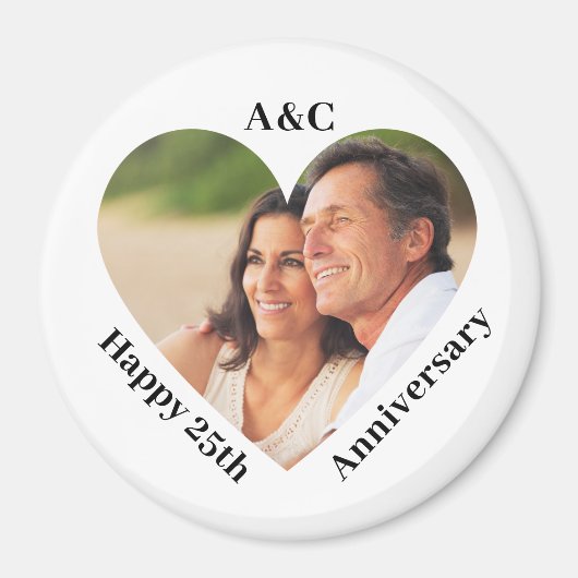 25 bruiloft Jubileum paar Keepsake hart foto Magneet (Voorkant)
