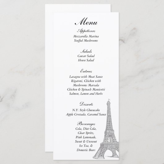 25 Bruiloften in Parijs Menu Labels (Voorkant / Achterkant)