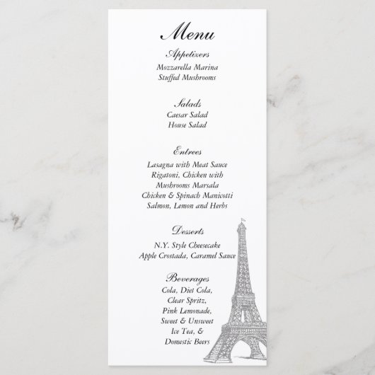 25 Bruiloften in Parijs Menu Labels (Voorkant)