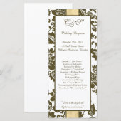 25 Bruin/Creme Bloemen Damask Trouwprogramma's Programmakaart (Voorkant / Achterkant)
