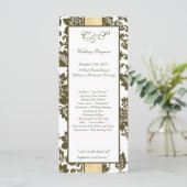 25 Bruin/Creme Bloemen Damask Trouwprogramma's Programmakaart (Staand voorkant)