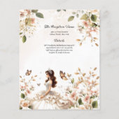 25 BUDGET Ivoor Quinceanera Jurk Bloemen Papier Flyer (Achterkant)
