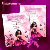 25 BUDGET Magenta Quinceanera Jurk Bloemen Papier Flyer