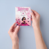 25 BUDGET Magenta Quinceanera-jurk Bloemenpapier Flyer (Hand)