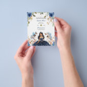 25 BUDGET Navy Blue Quinceanera Jurk Bloemenpapier Flyer (Hand)