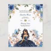 25 BUDGET Navy Blue Quinceanera Jurk Bloemenpapier Flyer (Voorkant)