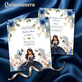 25 BUDGET Navy Blue Quinceanera Jurk Bloemenpapier Flyer