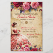 25 Budget Rode Perkament Uitzicht Quinceanera Doe- Flyer (Voorkant)