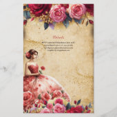 25 Budget Rode Perkament Uitzicht Quinceanera Doe- Flyer (Achterkant)