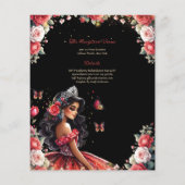 25 BUDGET Rode Zwarte Quinceanera Jurk Bloem Papie Flyer (Achterkant)