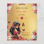 25 BUDGET Rode Zwarte Quinceanera Jurk Bloem Papie Flyer (Voorkant)