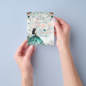 25 Budget Turquoise Bloemen Quinceanera Jurk Papie Flyer (Hand)