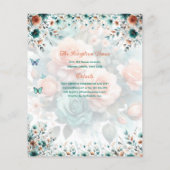 25 Budget Turquoise Bloemen Quinceanera Jurk Papie Flyer (Achterkant)