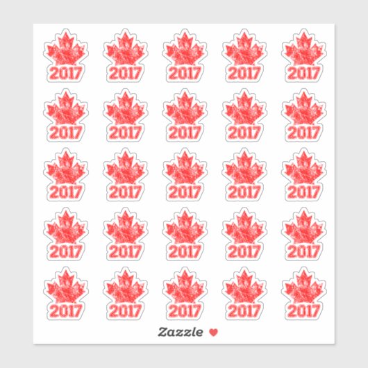 25 Canadees esdoornblad Jubileum 150 jaar Sticker (Vel)