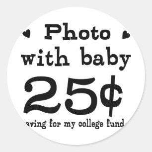 25 cent foto met Baby Ronde Sticker