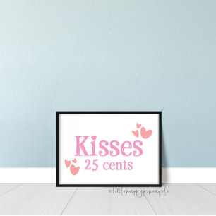 25 cent Kisses Valentijnsdag Home Decor Sign. Poster