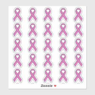 25 Chrome Style Print Roze Ribbon Bewustzijn Sticker