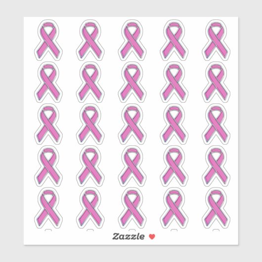 25 Chrome Style Print Roze Ribbon Bewustzijn Sticker (Vel)