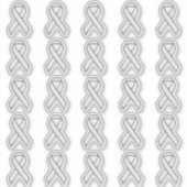 25 Chrome Style Print Wit Lint Bewustzijn Sticker (Voorkant)