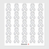 25 Chrome Style Print Wit Lint Bewustzijn Sticker (Vel)