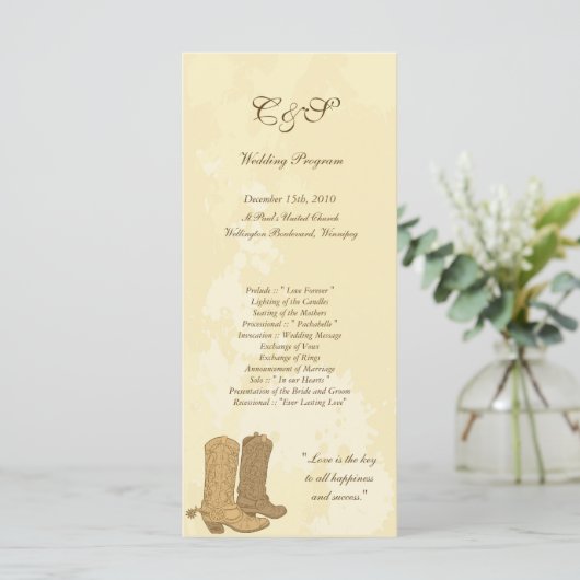 25 Cowboy huwelijksprogramma's Programmakaart (Staand voorkant)