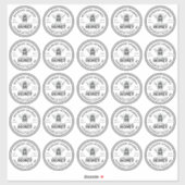 25 Custom Mason Jar Honey Labels 2.25" met Bee (Vel)