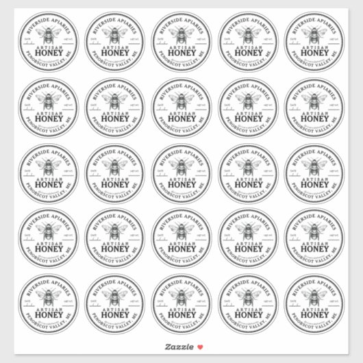 25 Custom Mason Jar Honey Labels 2.25" met Bee (Vel)