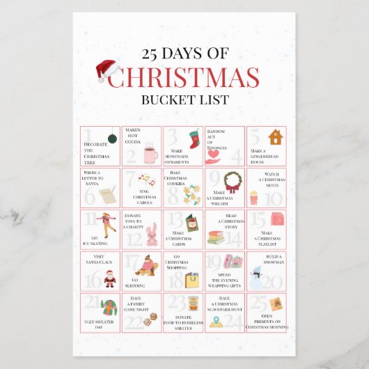 25 Days of Christmas Bucket List Art Flyer (Voorkant)