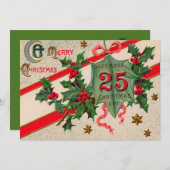 25 dec Holly Kerstversiering Kaart (Voorkant / Achterkant)