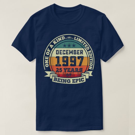 25 december 1997 25e verjaardag 25 jaar t-shirt (Design voorkant)