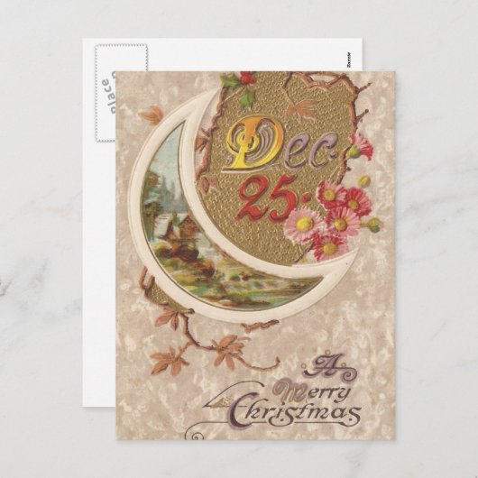 25 december  Kaart met kerst (Voorkant / Achterkant)