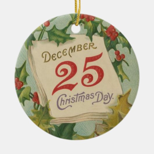 25 december kerstdag keramisch ornament (Voorkant)