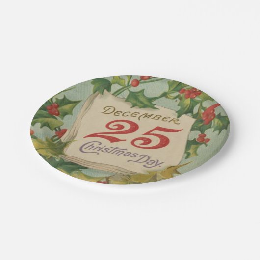 25 december kerstdag papieren bordje (Gekanteld)