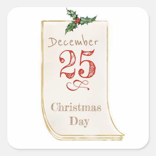 25 december Vintage Kerst Sticker (Voorkant)
