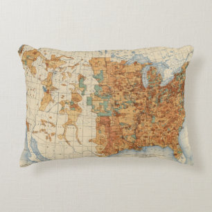 25 Dichtheid van de bevolkingsgroei, VS, 18901900 Decoratief Kussen