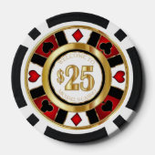 $25 Dollar Casino Poker Chip Las Vegas - Rood/Wit (Achterkant)