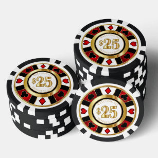 $25 Dollar Casino Poker Chip Las Vegas - Rood/Wit
