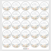 25 Dusty Blue Waterverf Wildflower Vrijgezellenfee Sticker (Vel)