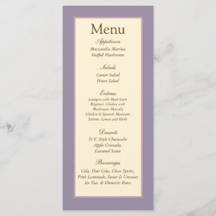 25 Elegante Paarse bruiloft Menu Labels