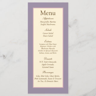25 Elegante Paarse bruiloft Menu Labels