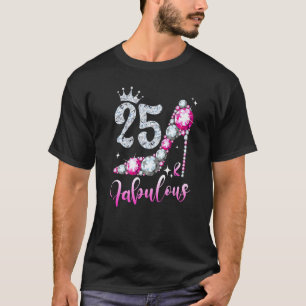 25 en 25e verjaardag hoge-hiel-schokgolf t-shirt