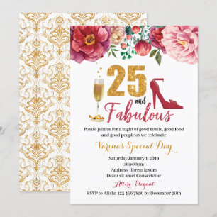 25. en Fabulous Birthday Invitation for Women Kaart