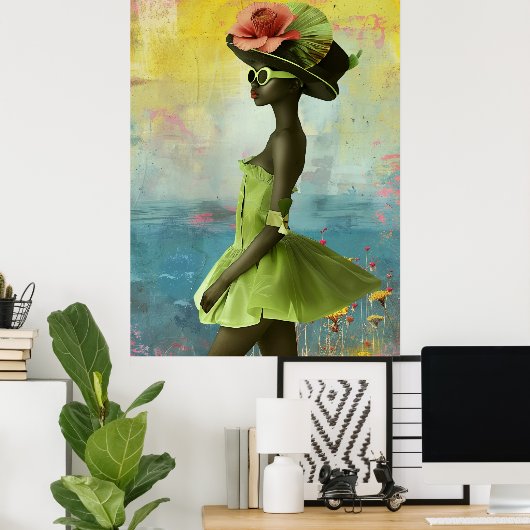 *~* 25 FD2 Levendige Tropische Zwarte Vrouw Godinn Poster (Thuiskantoor)