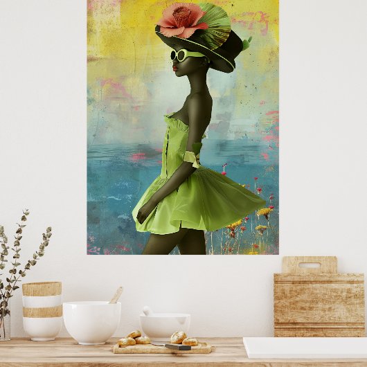 *~* 25 FD2 Levendige Tropische Zwarte Vrouw Godinn Poster (Keuken)