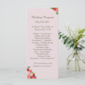 25 Floral Wedding Programma's Pik en Red Roses (Staand voorkant)