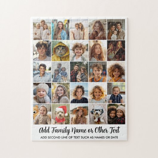 25 Foto Collage - Aangepaste Tekst - Wit Zwart Legpuzzel (Verticaal)