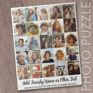 25 Foto Collage - Aangepaste tekst - Wit Zwart Legpuzzel