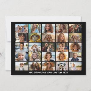 25 Foto Collage - Aangepaste Tekst - Zwart Feestdagenkaart